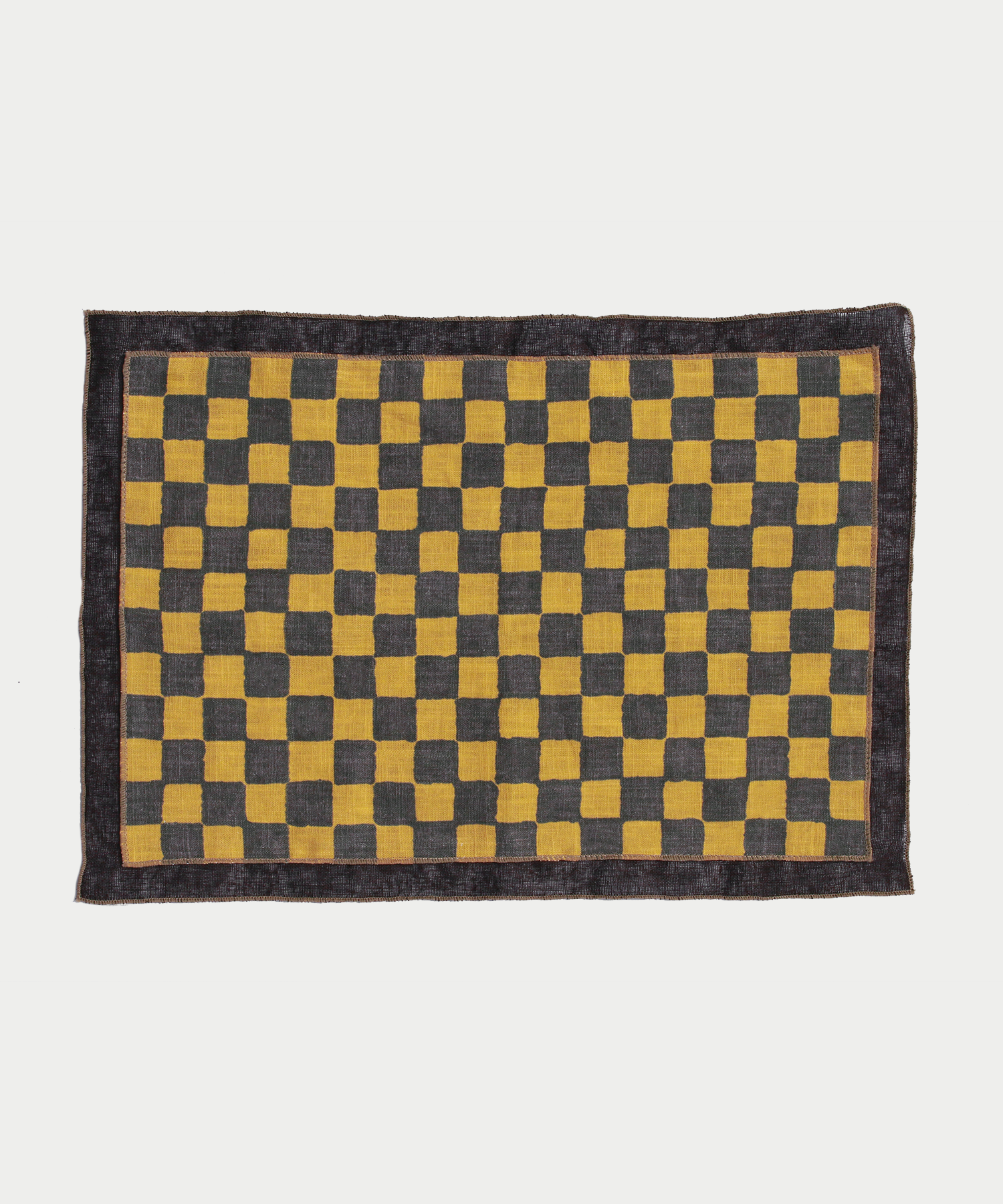 Checkerboard Linen Tablemat - Yellow