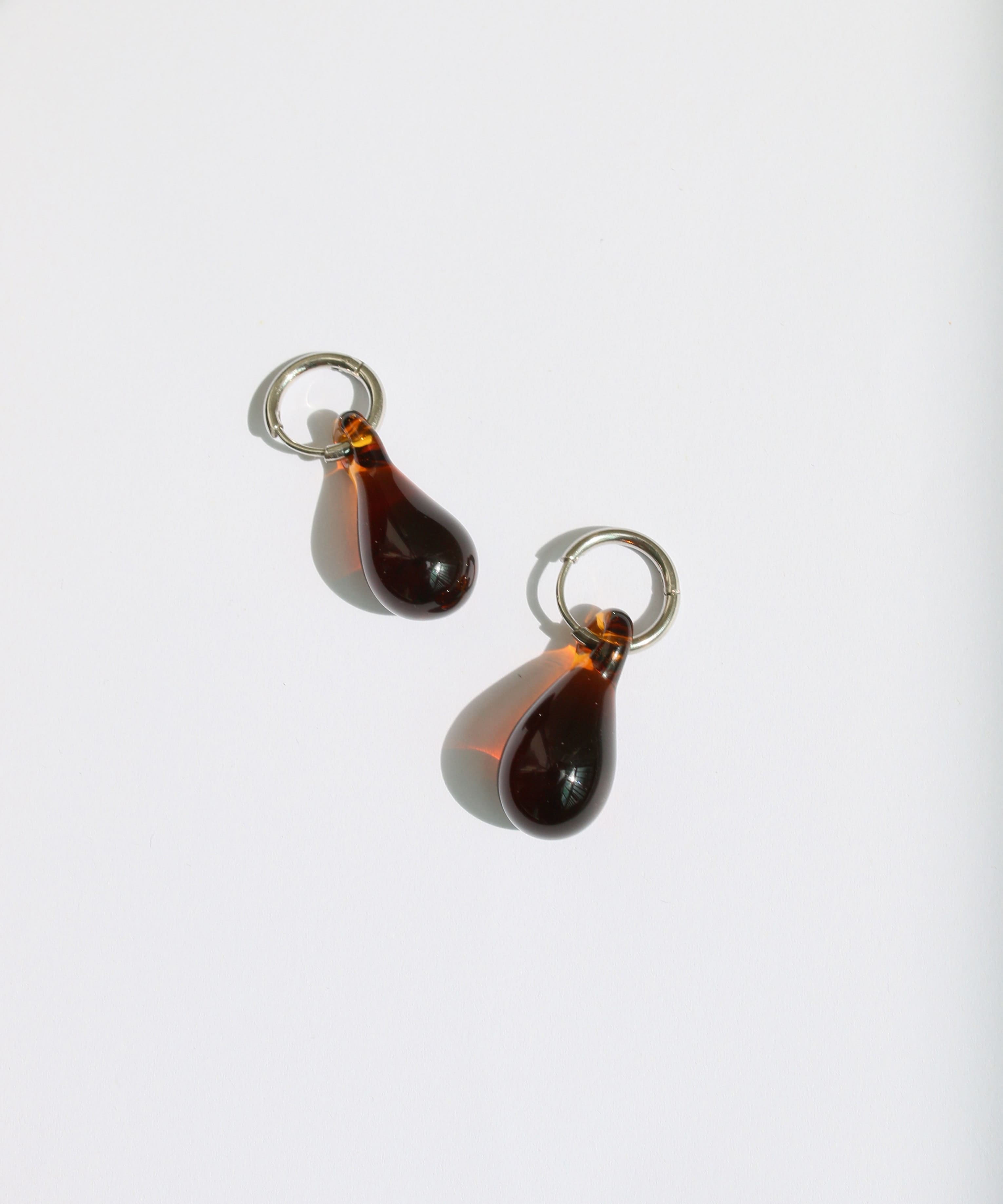 Glass Waterdrop Earring - Brown