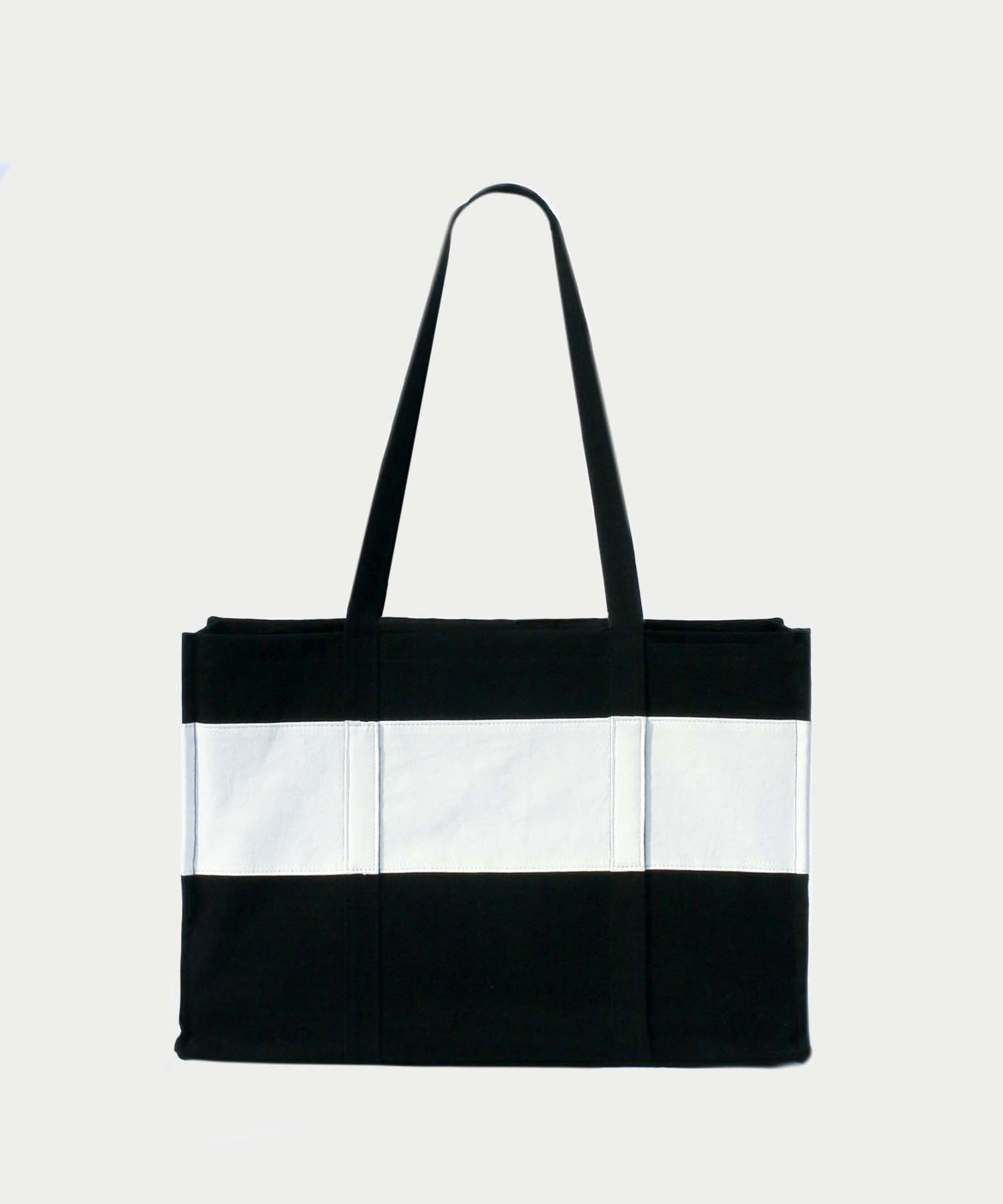 Line Patchwork Shopper Bag - Black