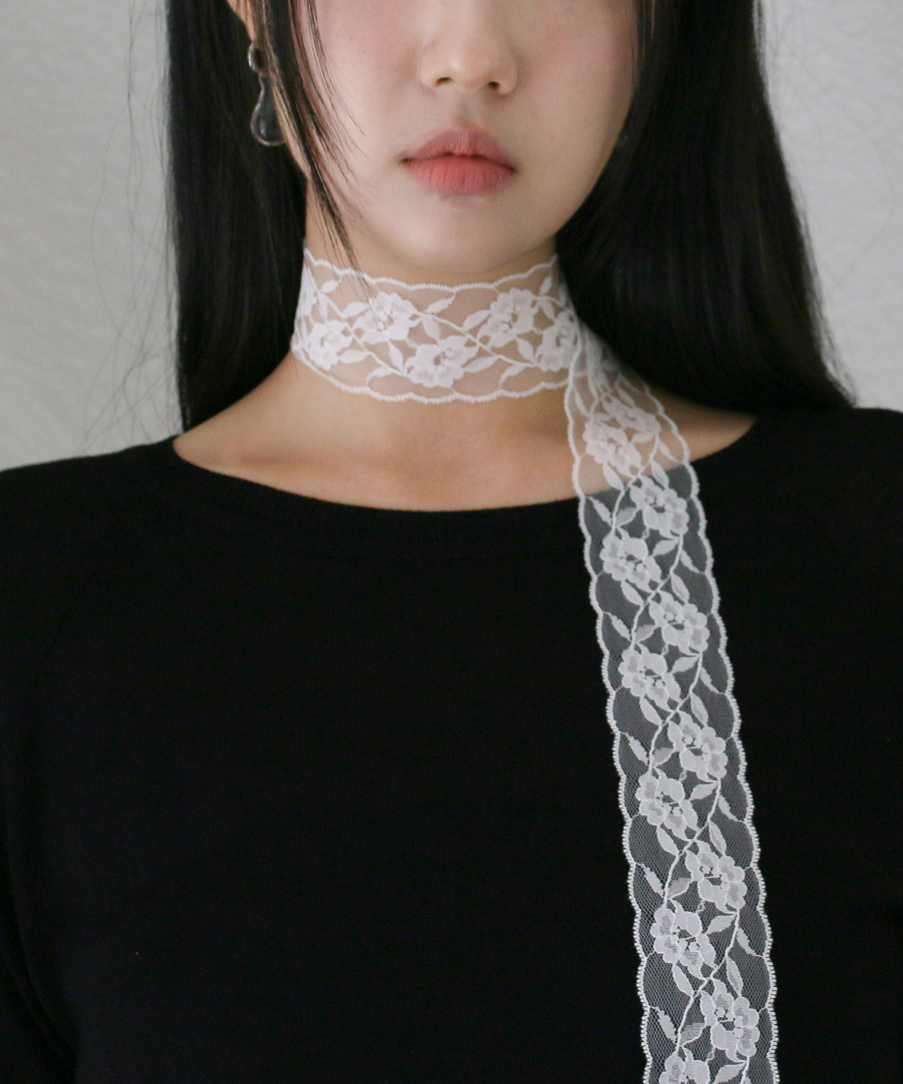 Floral Lace Scarf - White